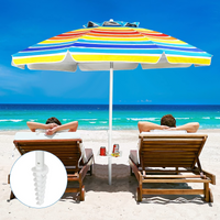 Tangkula 7.2 FT Beach Umbrella, Portable Beach Umbrella W/Sand Anchor & Tilt Mechanism, 8 Sturdy Rib & Premium Steel Pole, Carrying Bag
