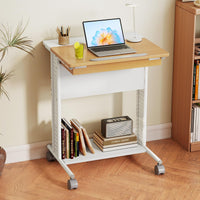 Tangkula Rolling Computer Desk Cart with Tilting Tabletop for Living Room Bedroom
