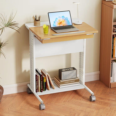 Tangkula Rolling Computer Desk Cart with Tilting Tabletop for Living Room Bedroom
