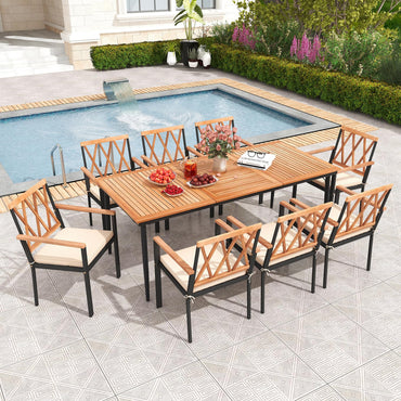 Tangkula Outdoor 9-Piece Patio Dining Set