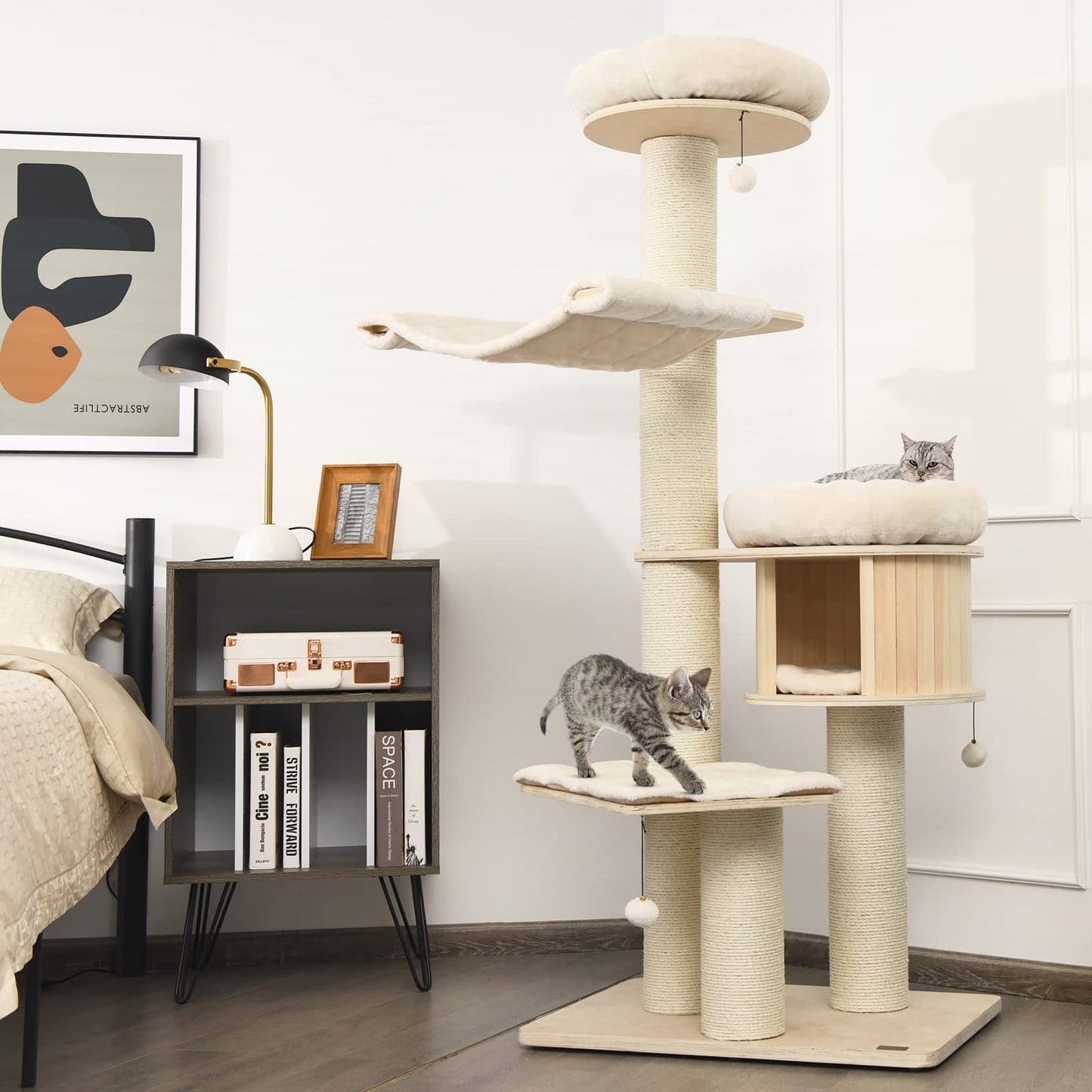 Tangkula Modern Cat Tree with Sisal Posts for Indoor Large Cats
