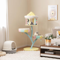 Tangkula Tall Cat Tree, 57.5 Inch Amusement Park Style Cute Cat Tower with Top Open Condo