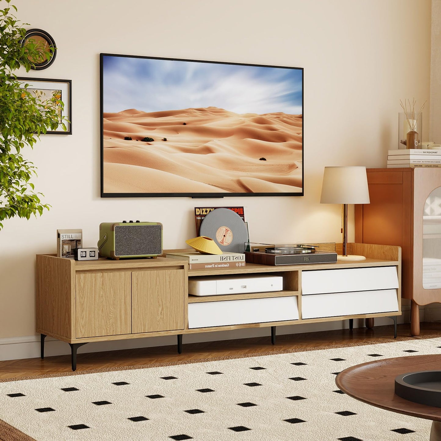 Tangkula White TV Stand for TVs up to 80”