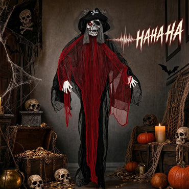 Tangkula 9.4 FT Animated Halloween Hanging Pirate with Glowing Eyes