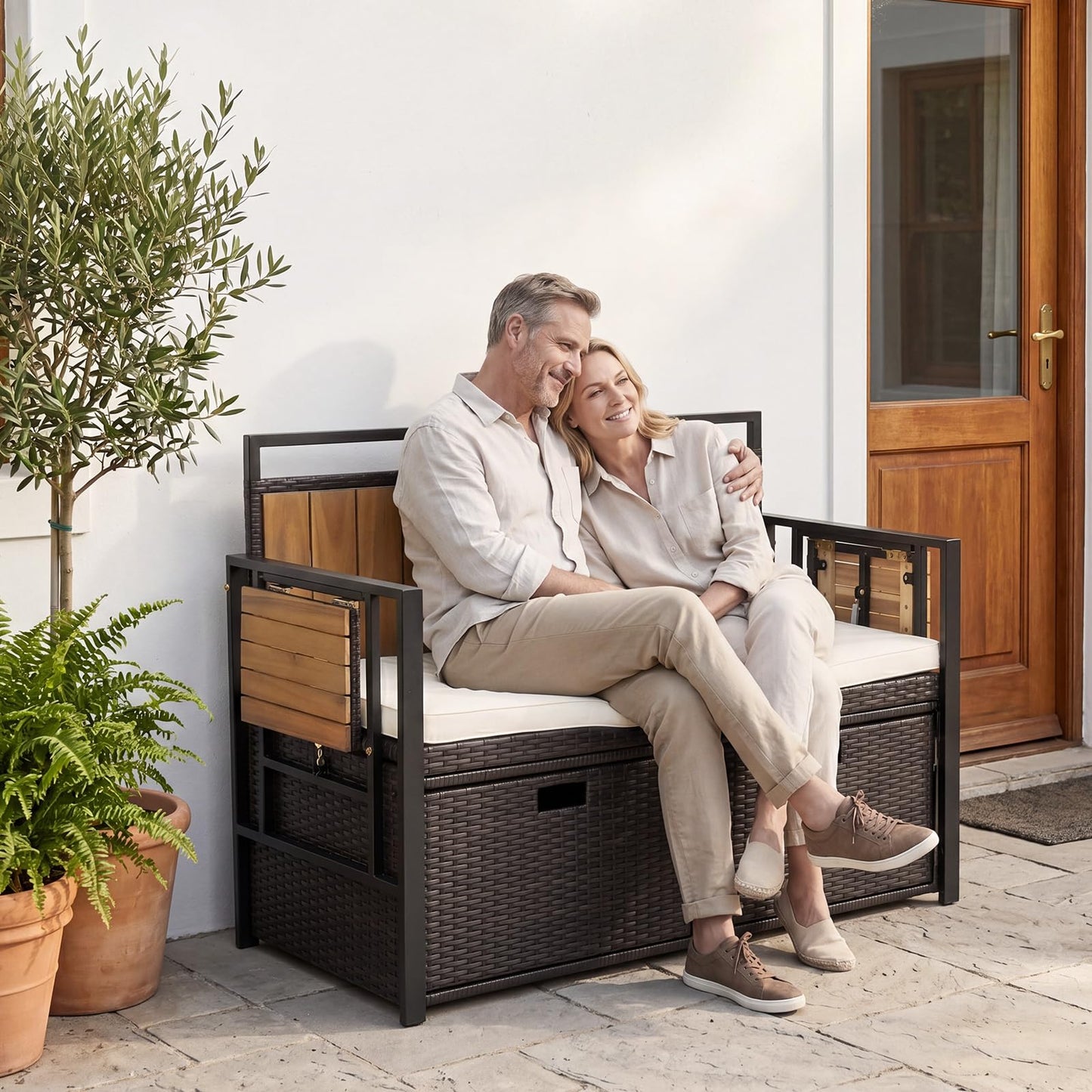 Tangkula 45 Gallon Outdoor Bench with Storage