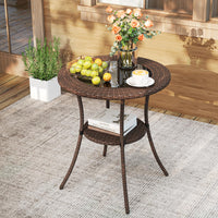 Tangkula 25 inch Patio Wicker Coffee Table