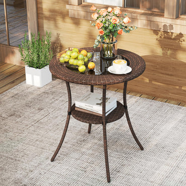 Tangkula 25 inch Patio Wicker Coffee Table