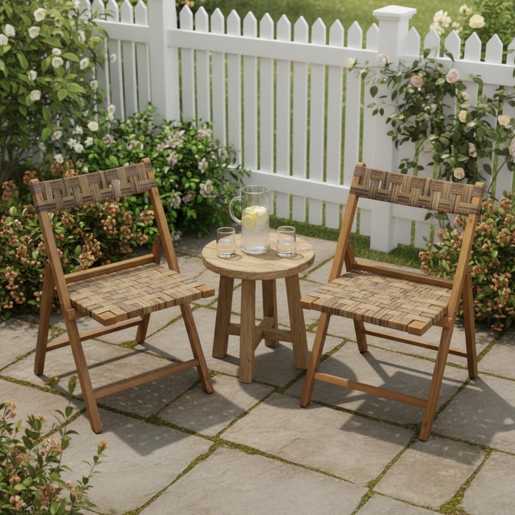 Tangkula Teak Wood Folding Chairs Set of 2/4