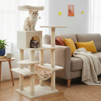 Arbre à chat multi-niveaux Tangkula de 147 cm avec poteaux à griffer en sisal pour chats d'intérieur