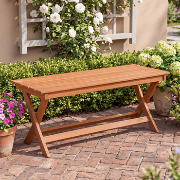 Tangkula Outdoor Wood Bench Backless