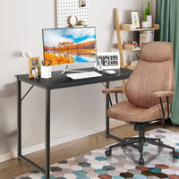 Tangkula Compact Study Writing Desk with Steel Frame for Home Office