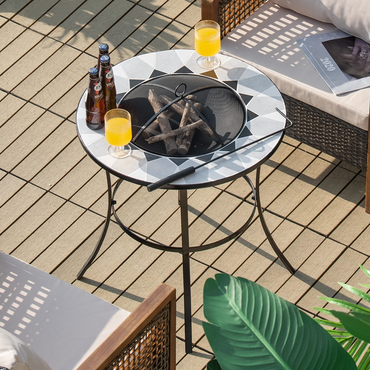 Tangkula Outdoor Fire Pit Table with Tile Tabletop