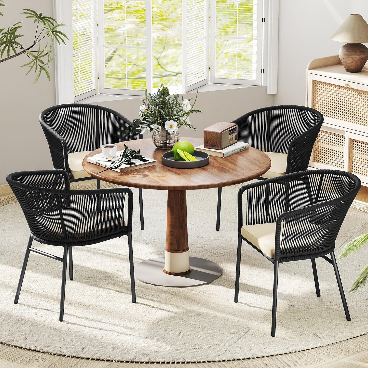 Tangkula Patio Chairs Set of 4 w/Curved Backrest