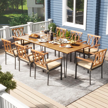 Tangkula 9 Pieces Patio Dining Set Outdoor Furniture Set