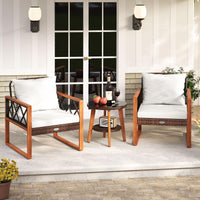 Ensemble de meubles de patio en osier Tangkula 3 pièces avec cadre en bois d'acacia