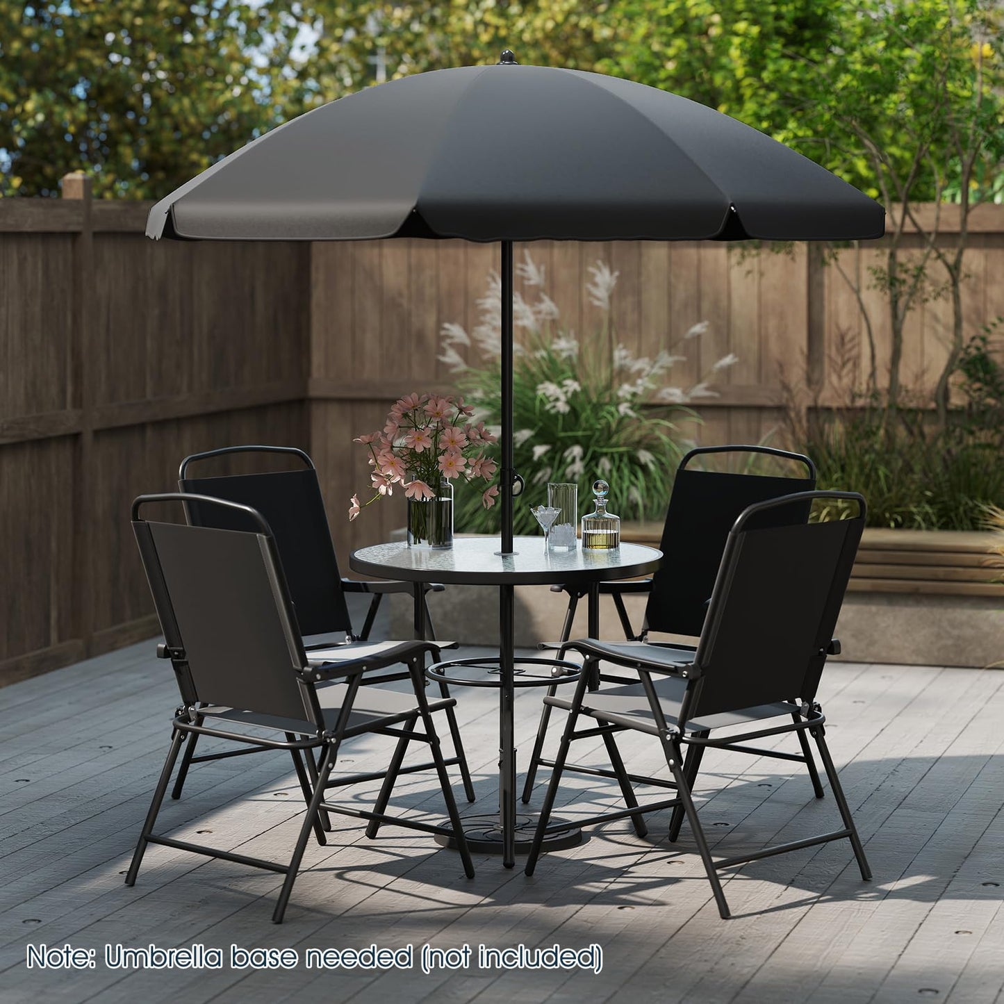 Ensemble de salle à manger Tangkula 6 pièces pour terrasse avec parasol pour jardin