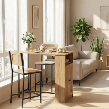 Tangkula 3-Piece Counter Height Bar Table Set | Kitchen Table with 2 Bar Stools