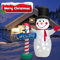 Tangkula 6 FT Inflatable Christmas Snowman, Blow up Xmas Decoration w/ Penguin Guidepost