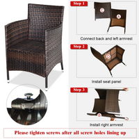 Outdoor Wicker Rattan Conversation Set - Tangkula