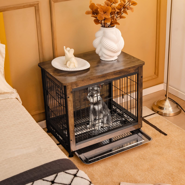Tangkula Dog Crate Furniture with Removable Tray/Felt Mat