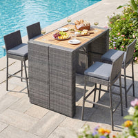 Tangkula 5 Piece Wicker Outdoor Bar Set for Pool Backyard Deck