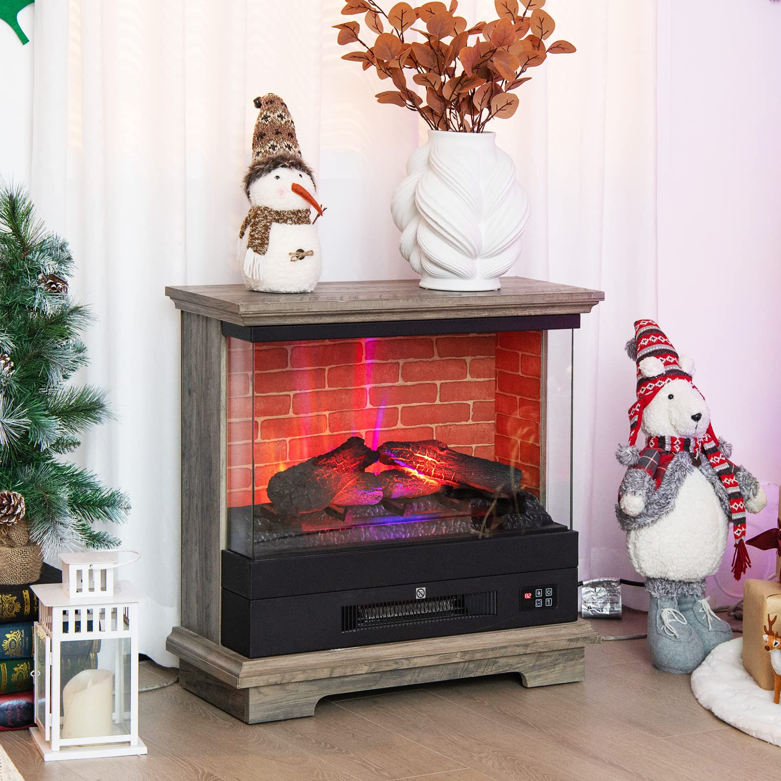 27 Inch Freestanding Fireplace - Tangkula