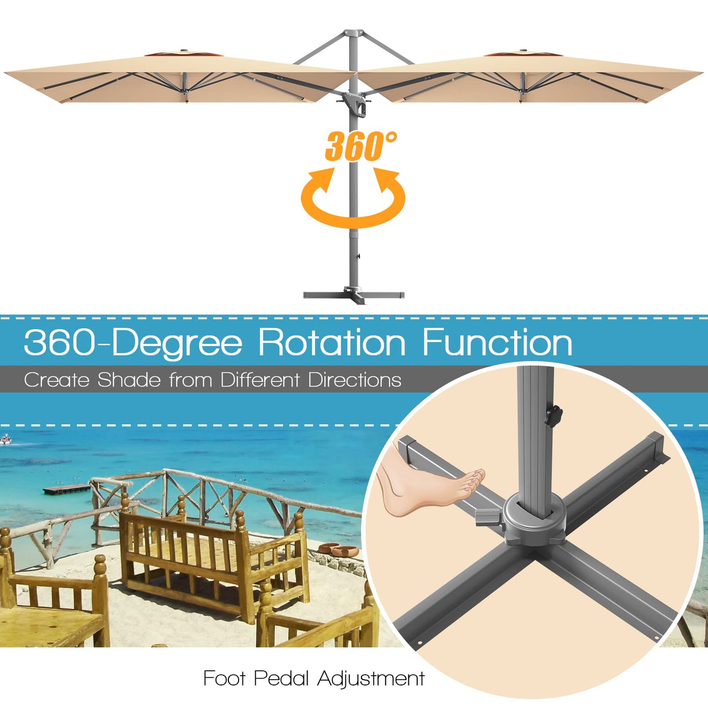 Tangkula 10FT Patio Cantilever Umbrella for Garden