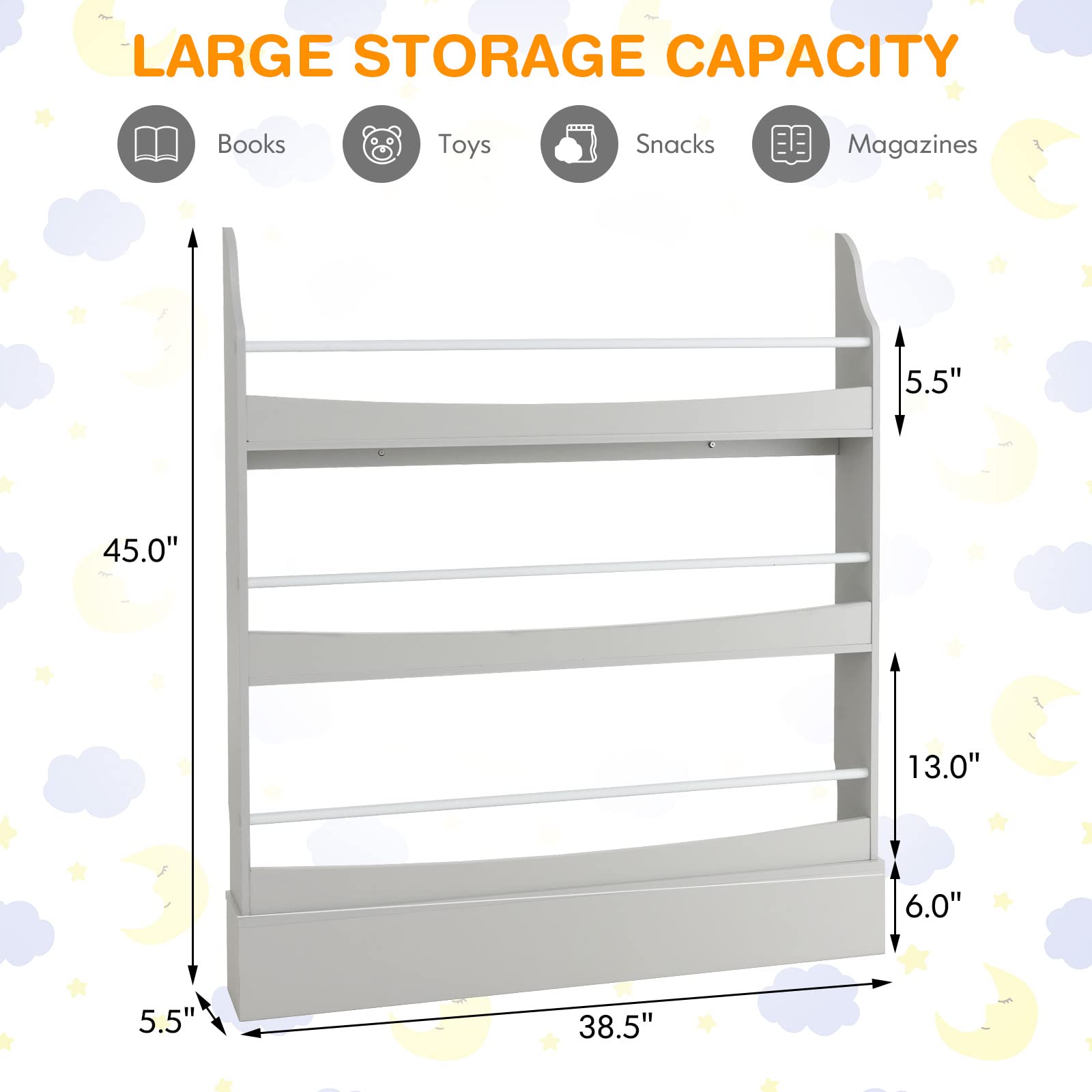 Bookcase Rack Wall for Books & Magazines - Tangkula