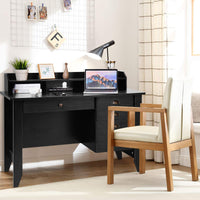 Tangkula 48" Computer Desk with 4 Storage Drawers & Hutch, Home Office Desk Vintage Desk