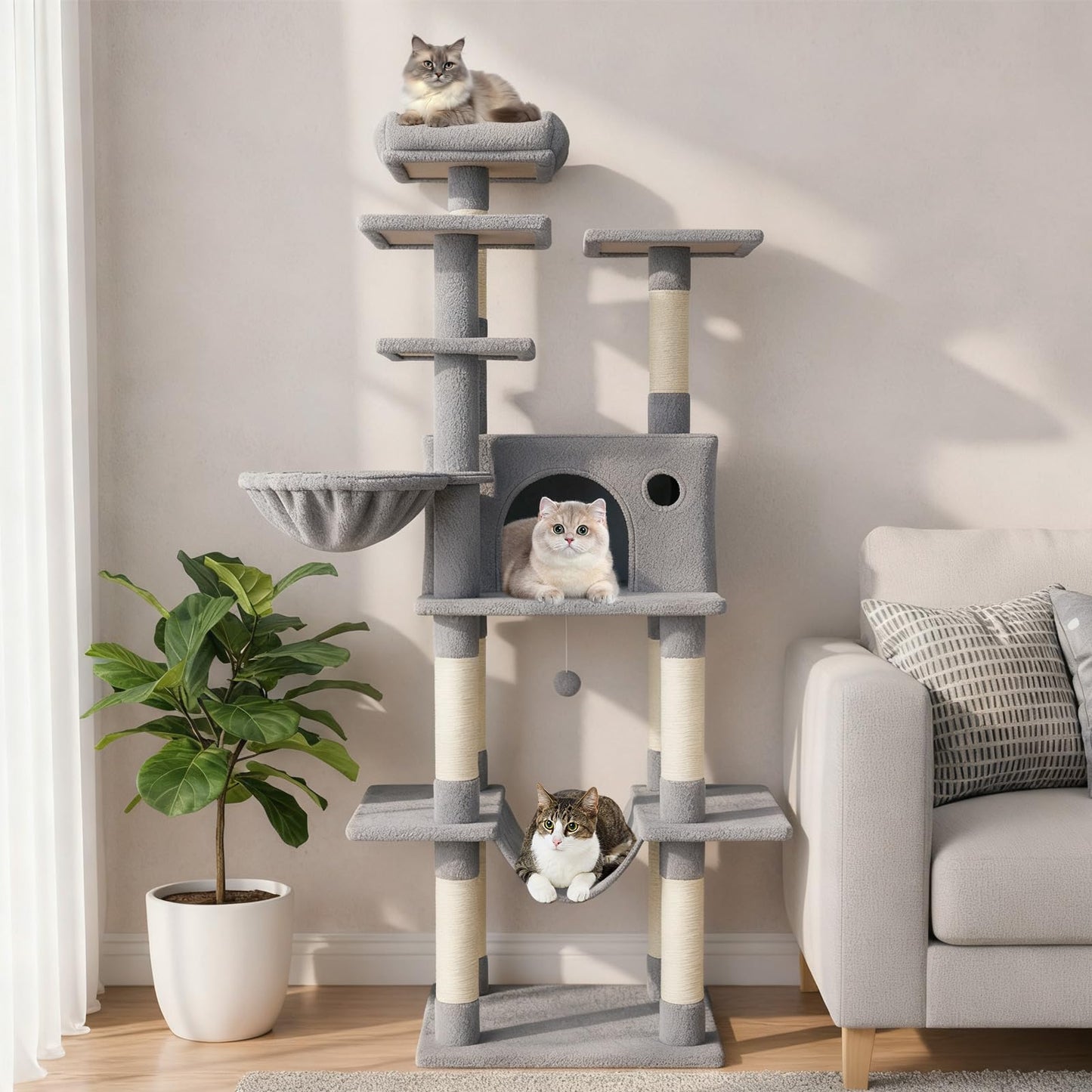 Tangkula 63 Inch Tall Cat Tree with Sisal Scratching Posts
