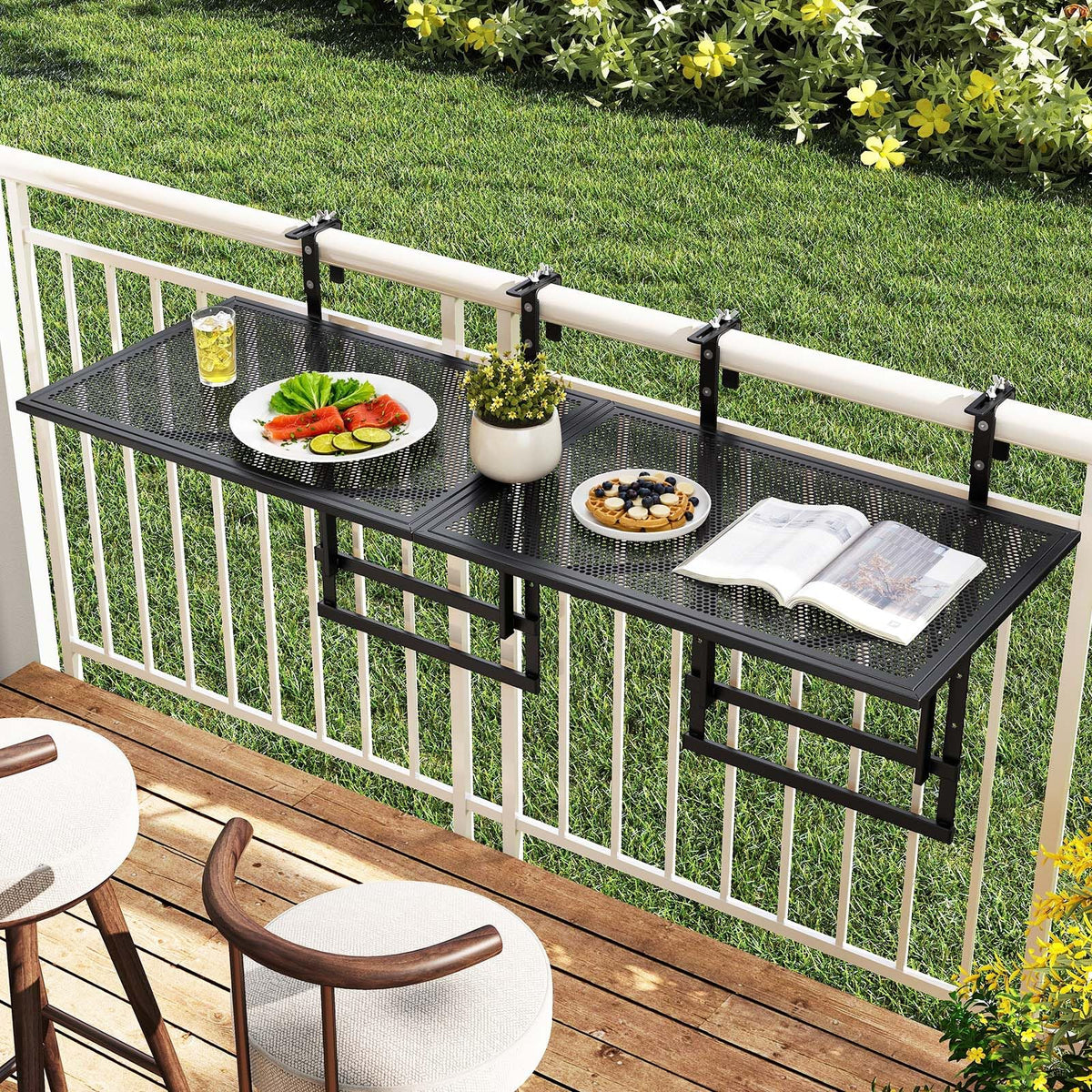 Tangkula Table de balcon pliable 122 cm pour rambardes de 3,8 cm à 8,9 cm d'épaisseur