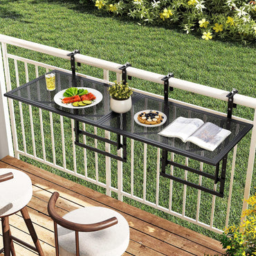 Tangkula Table de balcon pliable 122 cm pour rambardes de 3,8 cm à 8,9 cm d'épaisseur