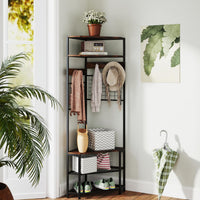 Tangkula 5-Tier Corner Hall Tree with Shoe Storage Bench