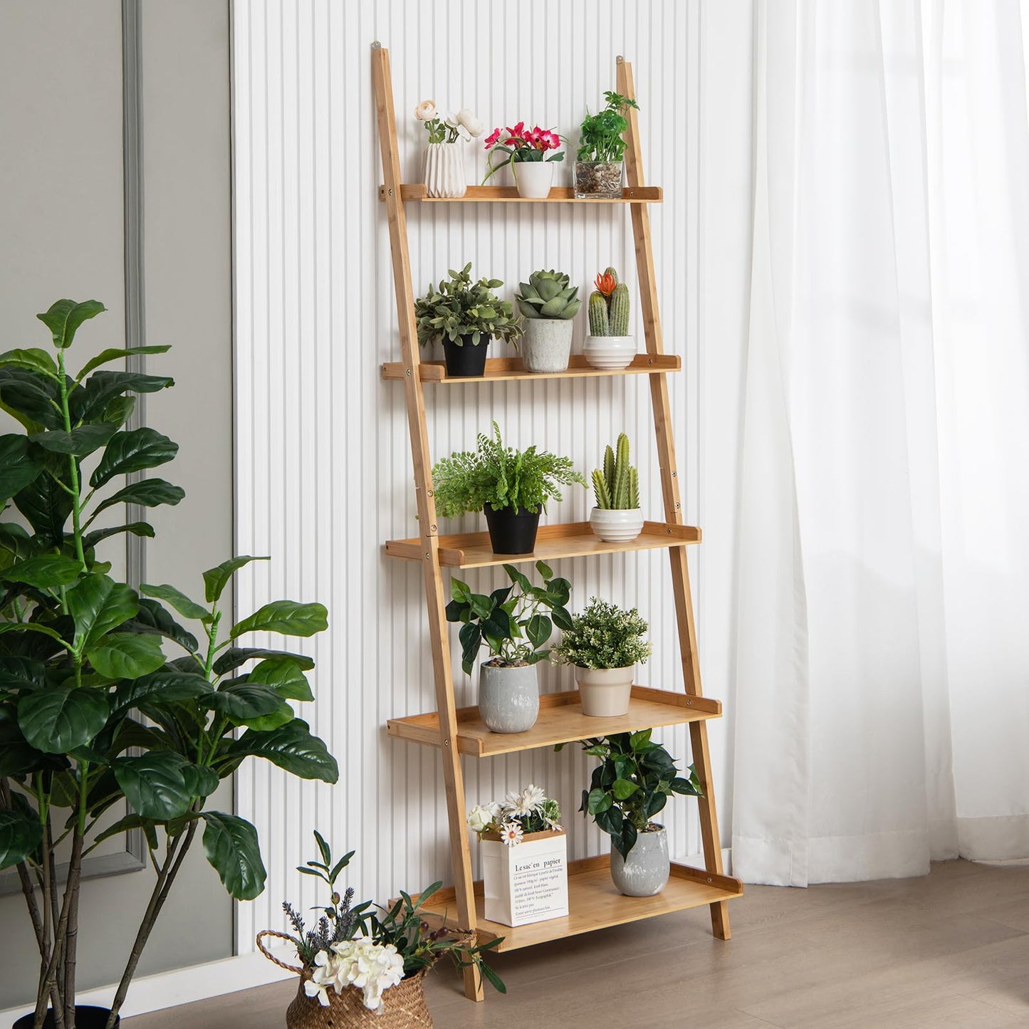 Tangkula Étagère à 5 Niveaux pour Salon Salle de Bain Bureau Décoration Intérieure