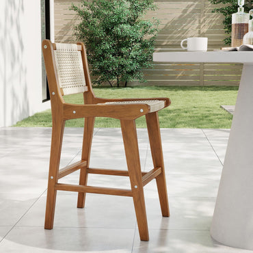 Tangkula Outdoor Counter Height Bar Stool with Back and Footrest for Balcony