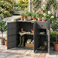 Tangkula Outdoor Cabinet with 2 Adjustable Shelves