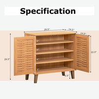 Tangkula Shoe Cabinet with 2 Doors w/ 3 Removable Shelves