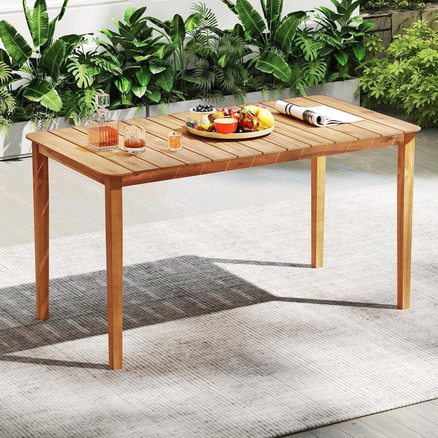 Tangkula Rectangular Outdoor Dining Table（54 x 28 x 29）