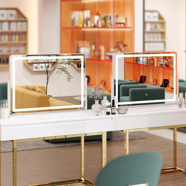 Tangkula Vanity Mirror with Lights 32" x 22" Large Makeup Mirror