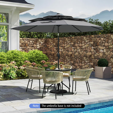 Tangkula 10 FT Solar LED Patio Umbrella 3-Tier Vented Outdoor Market Table Umbrella