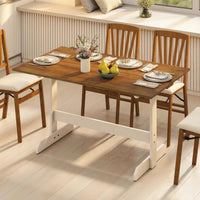 Tangkula Table à manger rectangulaire de 140 cm pour 4 à 6 personnes pour salle à manger et salon