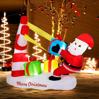 Tangkula 7 FT Christmas Inflatable Santa Outdoor Decoration
