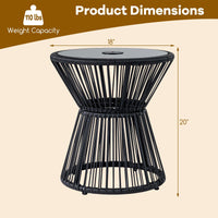 Tangkula PE Rattan Hourglass-Shaped Outdoor Side Table with LED Warm Light (1/2)