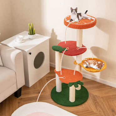 Tangkula Fruit Cat Tree Multi-Level Cute Cat Tower with Sisal Scratching Posts