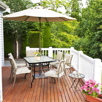 Outdoor Dining Table with 2 inches Umbrella Hole, 32 inches Tempered Glass Top Square Patio Table