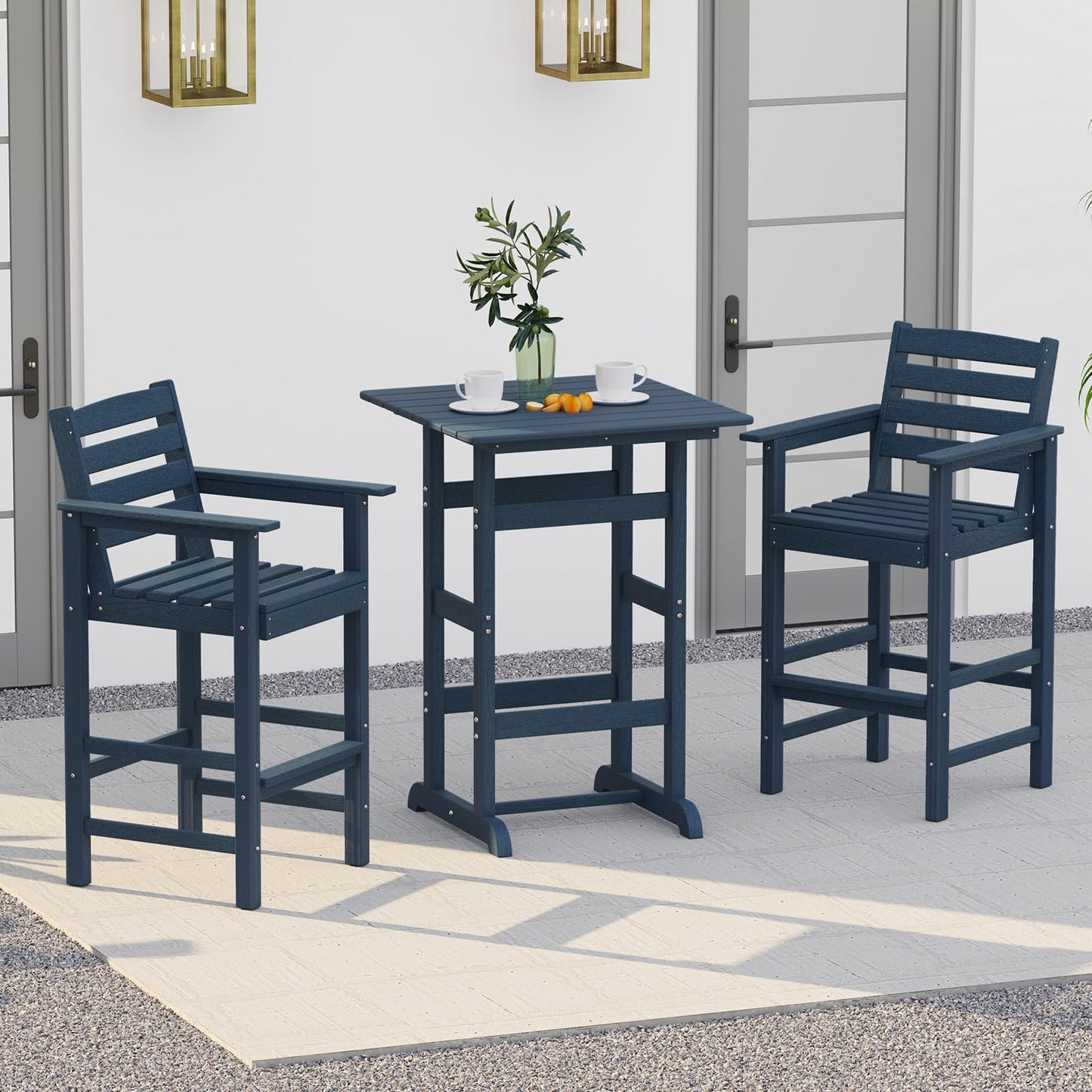 Tangkula 3-Piece Patio HDPE Bar Set