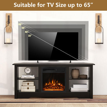 Tangkula Home Entertainment Center with 18” 1500W Electric Fireplace