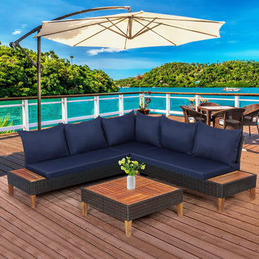 Tangkula 4 Pieces Acacia Wood Patio Furniture Set
