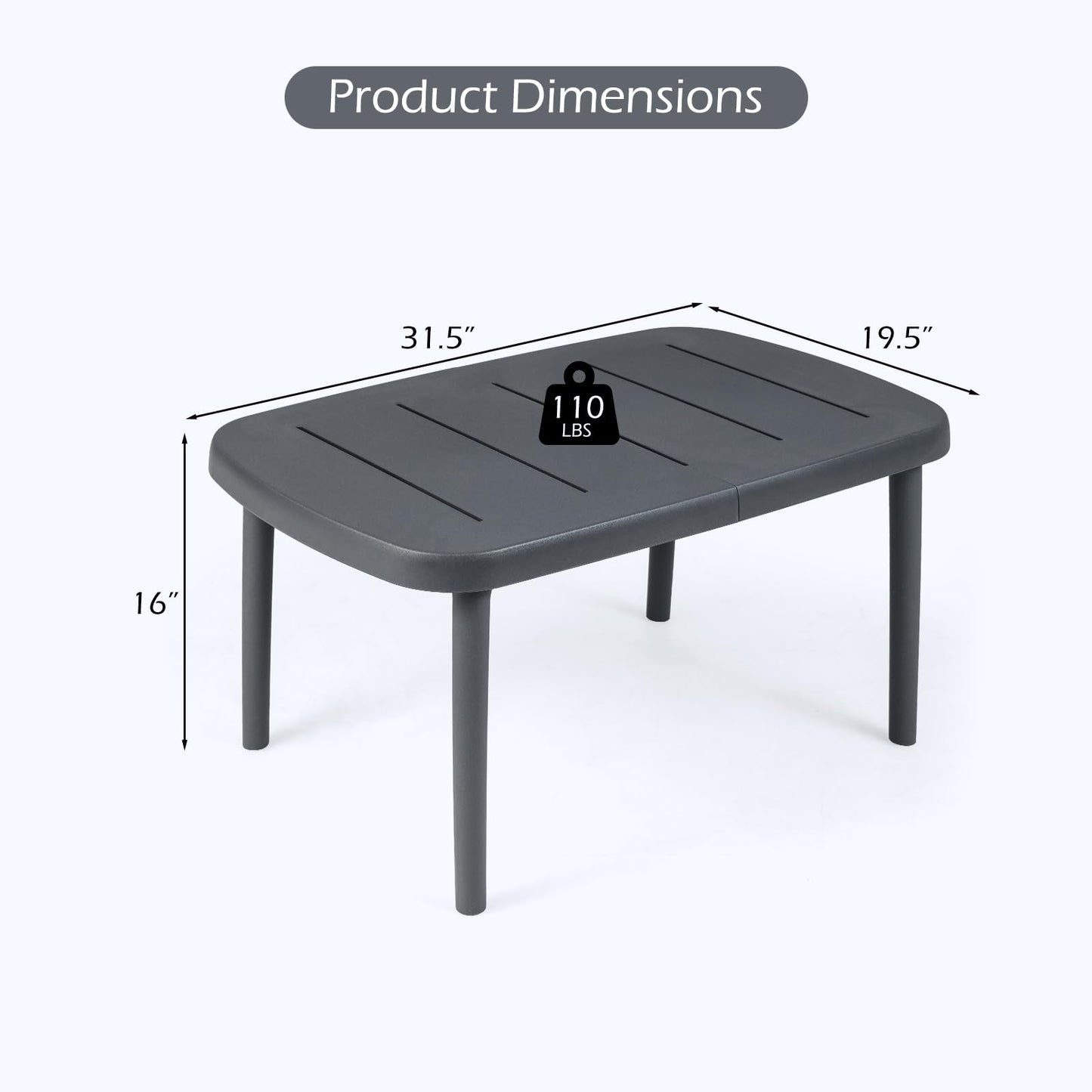 Tangkula Outdoor Coffee Table with Aluminum Alloy Rods