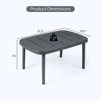 Tangkula Outdoor Coffee Table with Aluminum Alloy Rods
